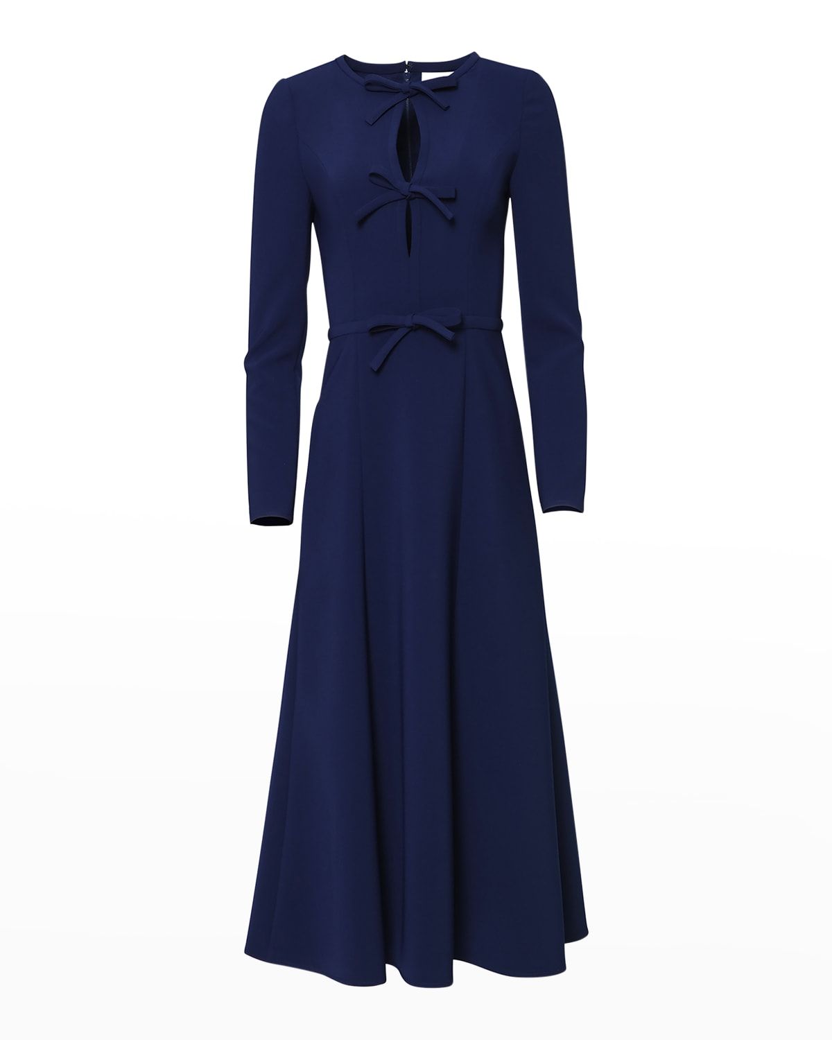 Triple Bow Keyhole-Front Midi Dress
