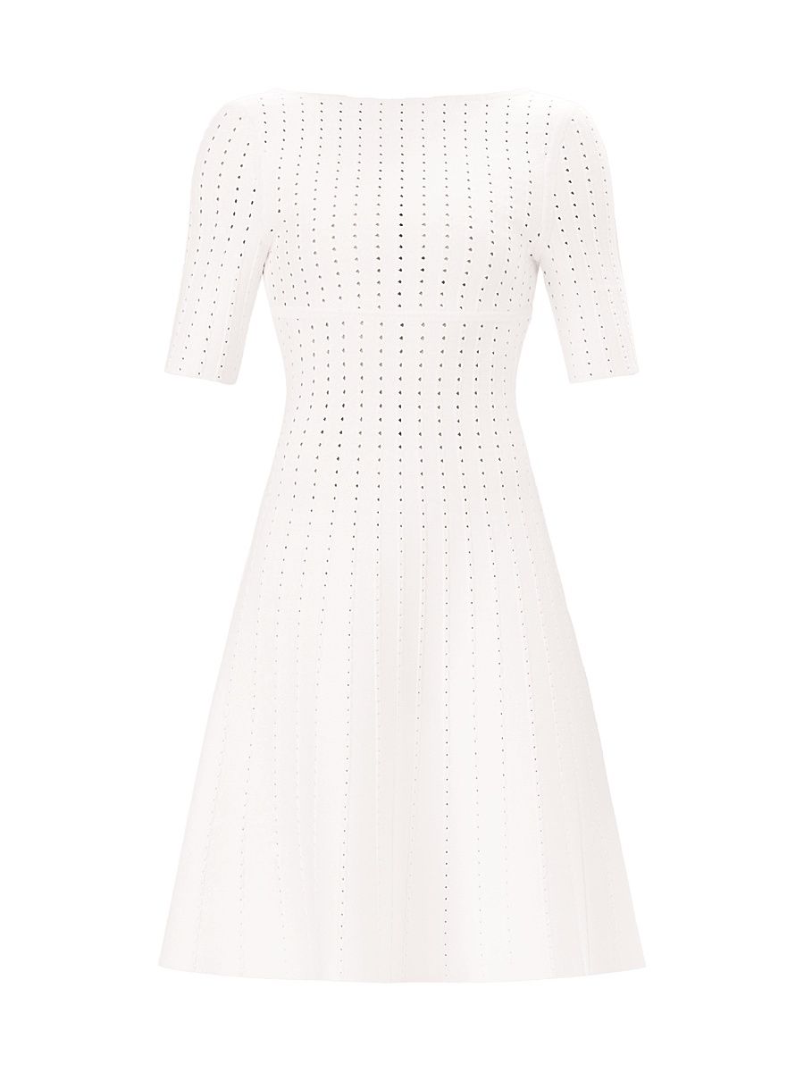 Women's The Donna Pointelle-Knit Fit & Flare Minidress - Alabaster - Size XS