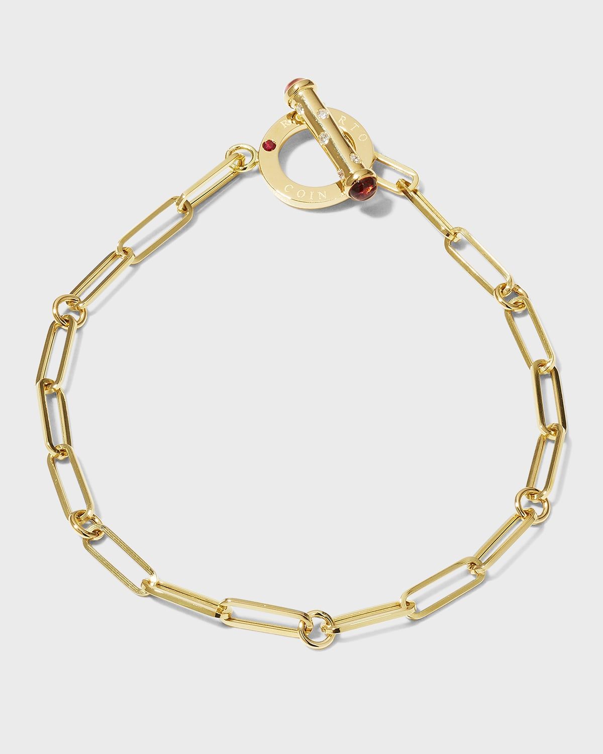 Yellow Gold Paperclip Chain Bracelet with Diamond Toggle
