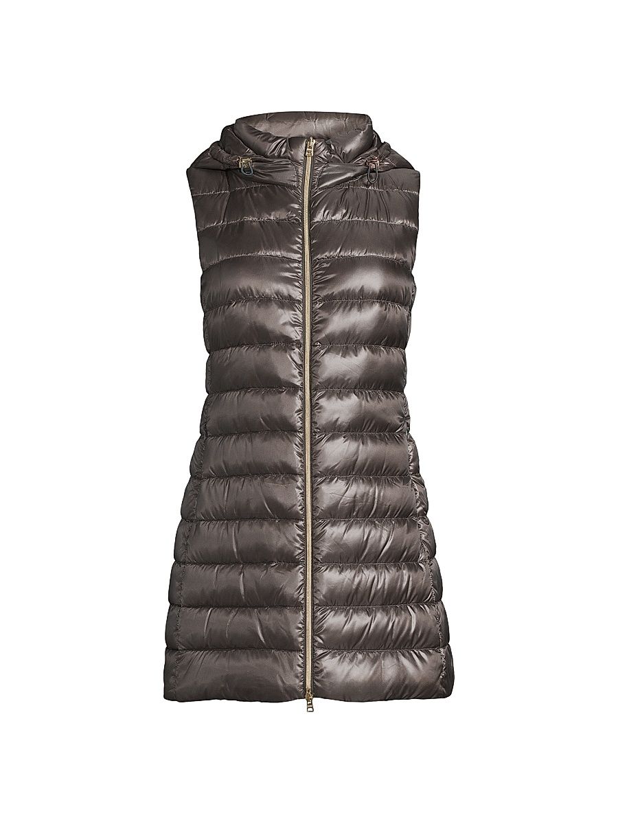 Women's Iconico Serena Nylon Ultralight Long Vest - Antracite - Size 2