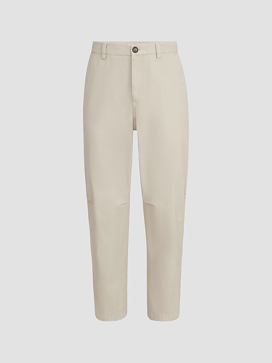 Men's Garment-Dyed Trousers in Peached Cotton Gabardine - Beige - Size 48