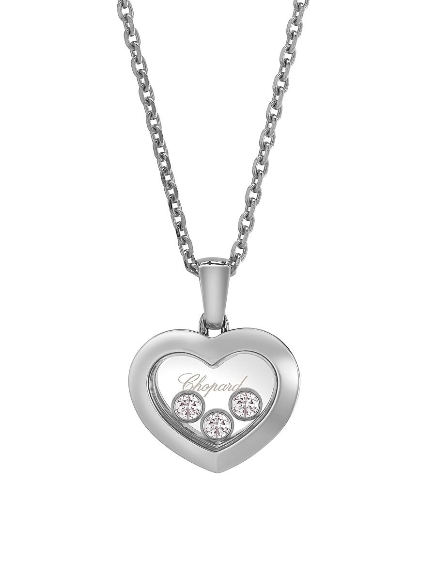 Women's Happy Diamonds Heart 18K White Gold Pendant Necklace - White Gold