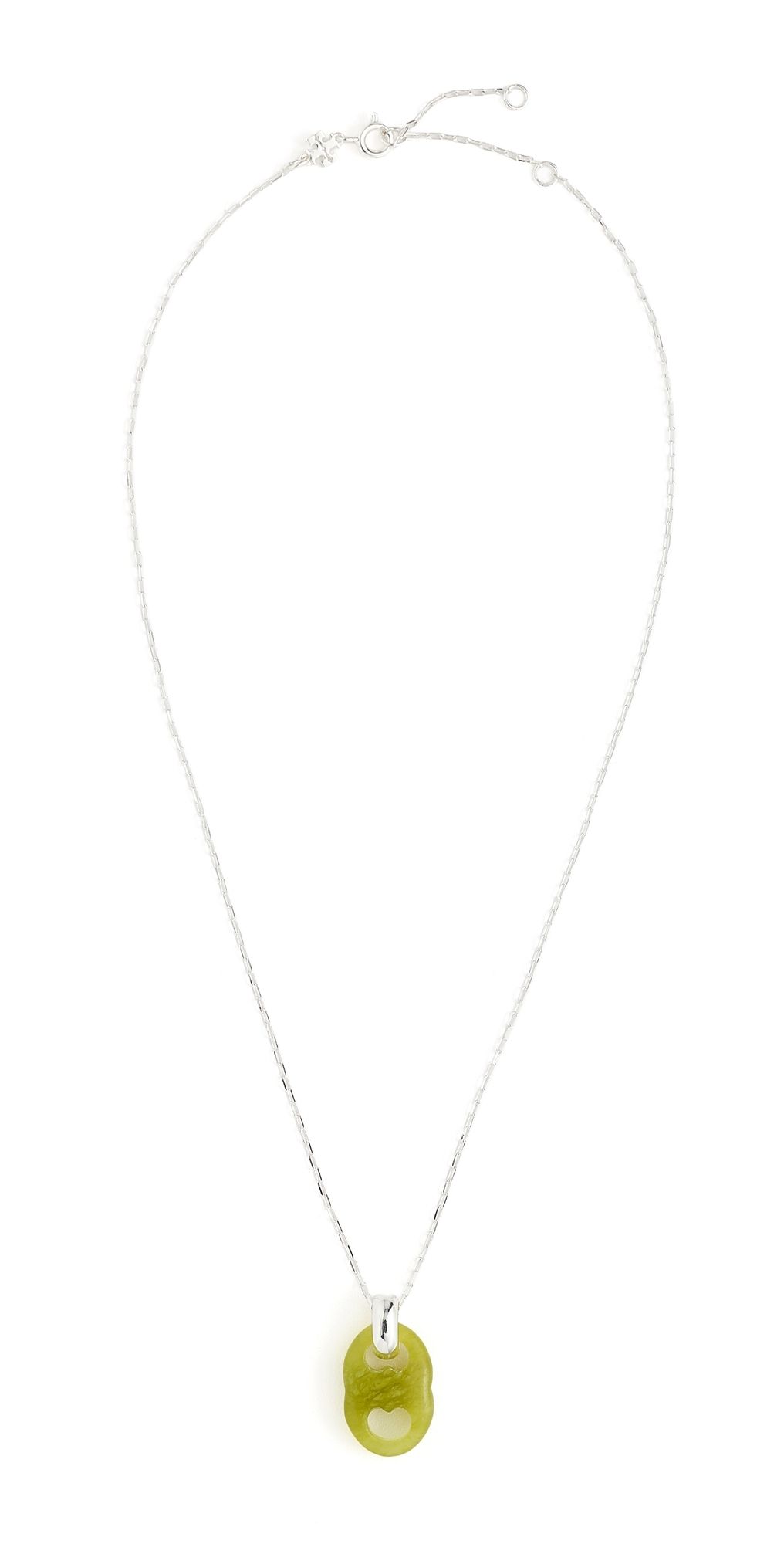 Tory Burch Gemini Link Pendant Necklace Light Silver/Green One Size
