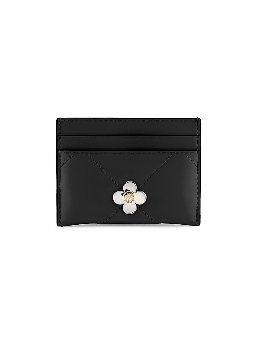 Women's Kira Diamond Leather Card Case - Black