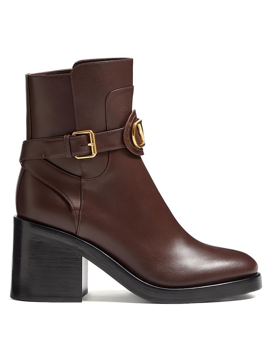 Women's VLogo Signature Calfskin Ankle 70MM Boots - Fondant - Size 9.5