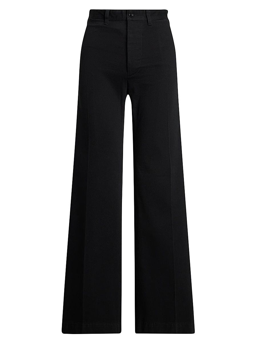Women's Stretch Chino Sailor Pants - Black - Size 12