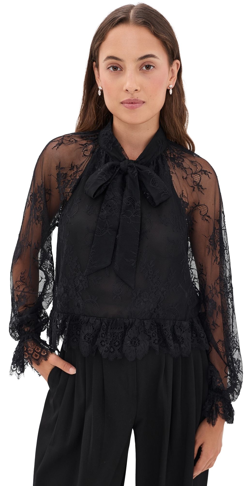 CAMI NYC Tully Lace Blouse Black S