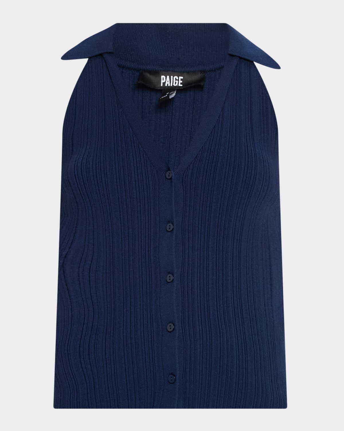 Noellia Pleated Knit Polo Tank Top