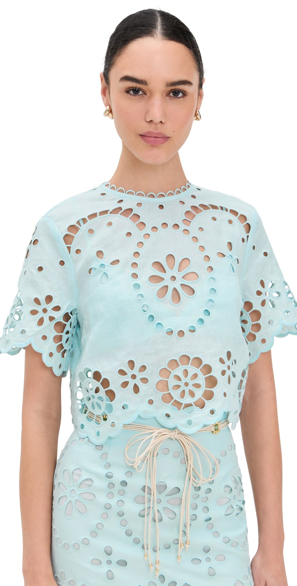 Zimmermann Awaken Embroidered Bodice Shirt Mint 1
