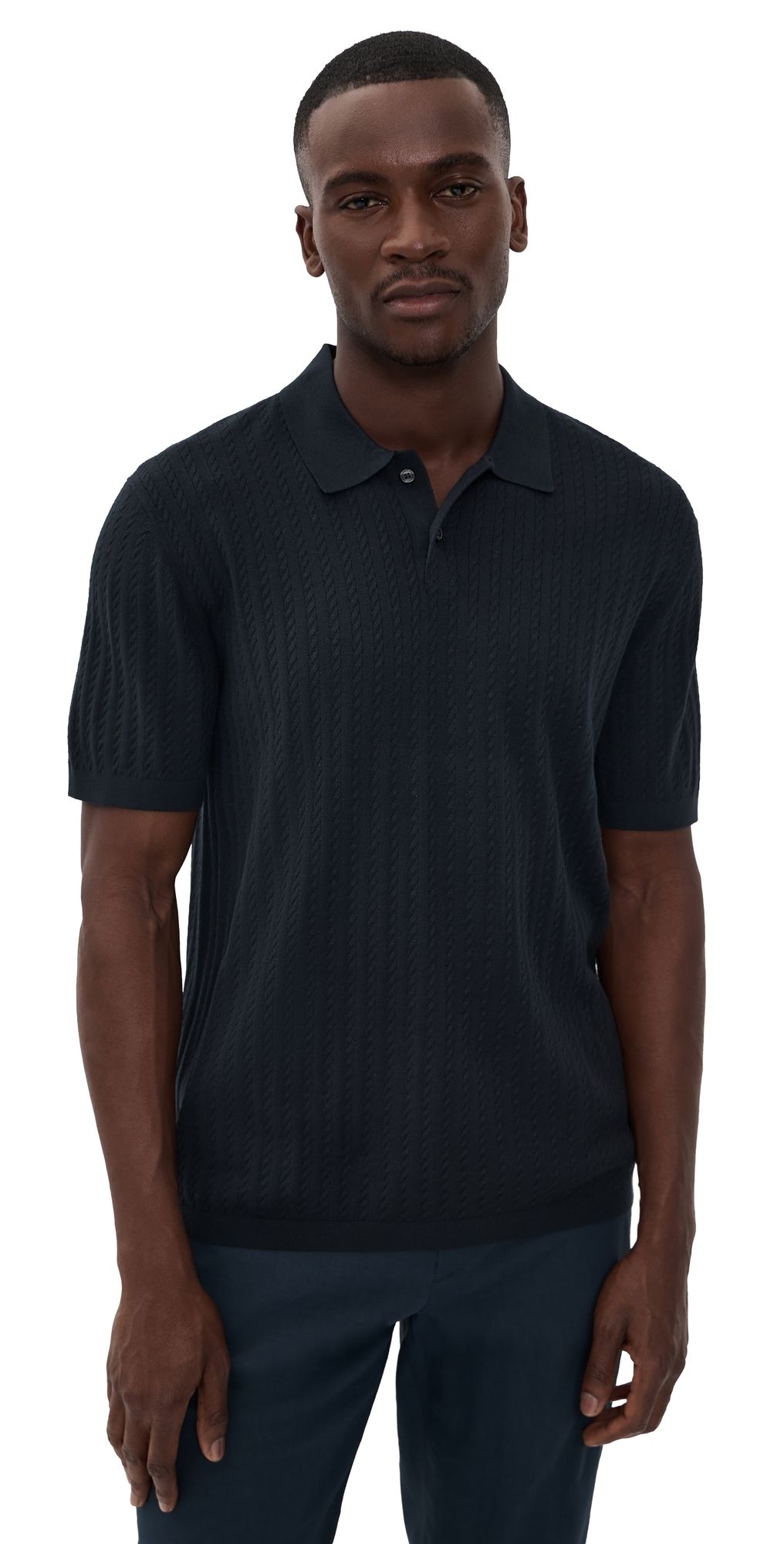 Theory Short Sleeve Polo In Fine Bilen Dark Eclipse XXL