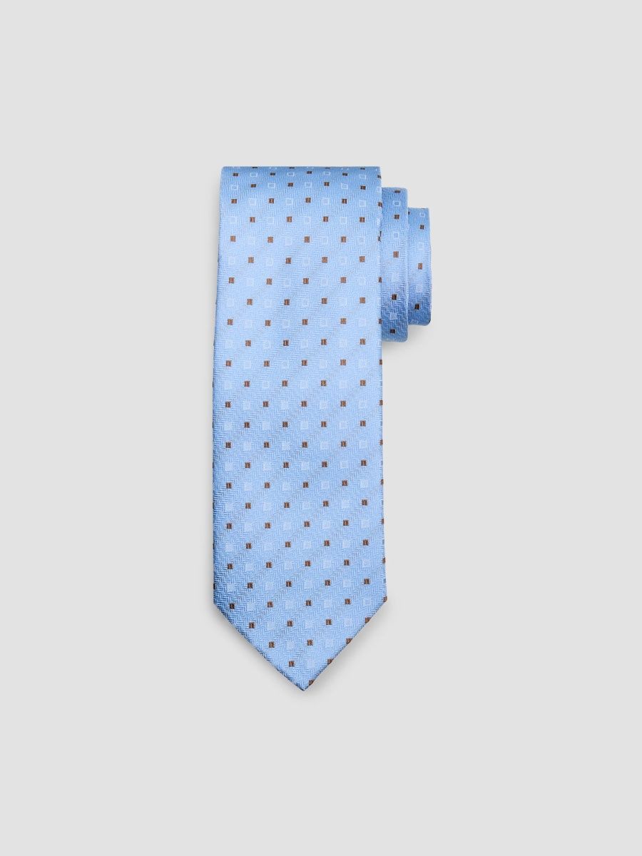Canali Men's Herringbone Neat Silk Tie - Light Blue