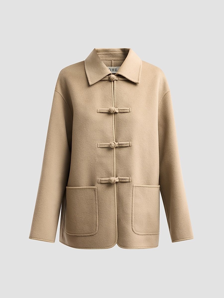 Women's Double-Faced Wool Jacket - Desert Brown - Size 12