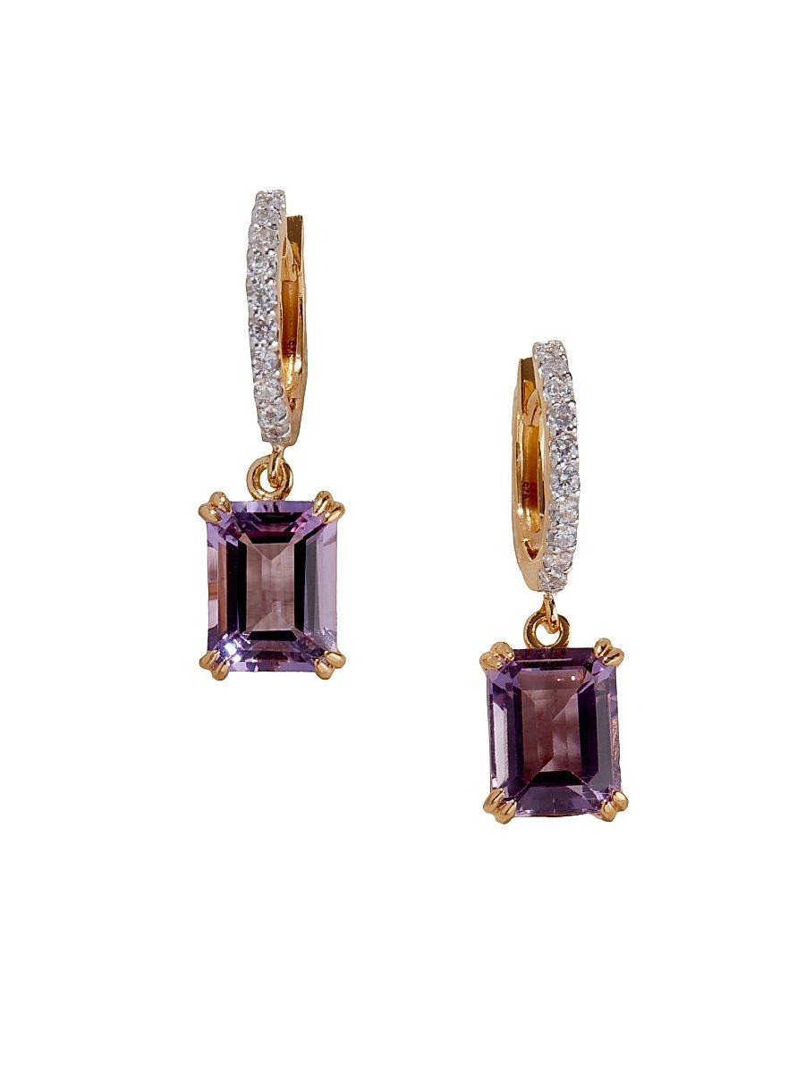 Women's The Mini Diana 18K-Gold-Plated, Citrine & Cubic Zirconia Drop Earrings - Amethyst - Size Mini
