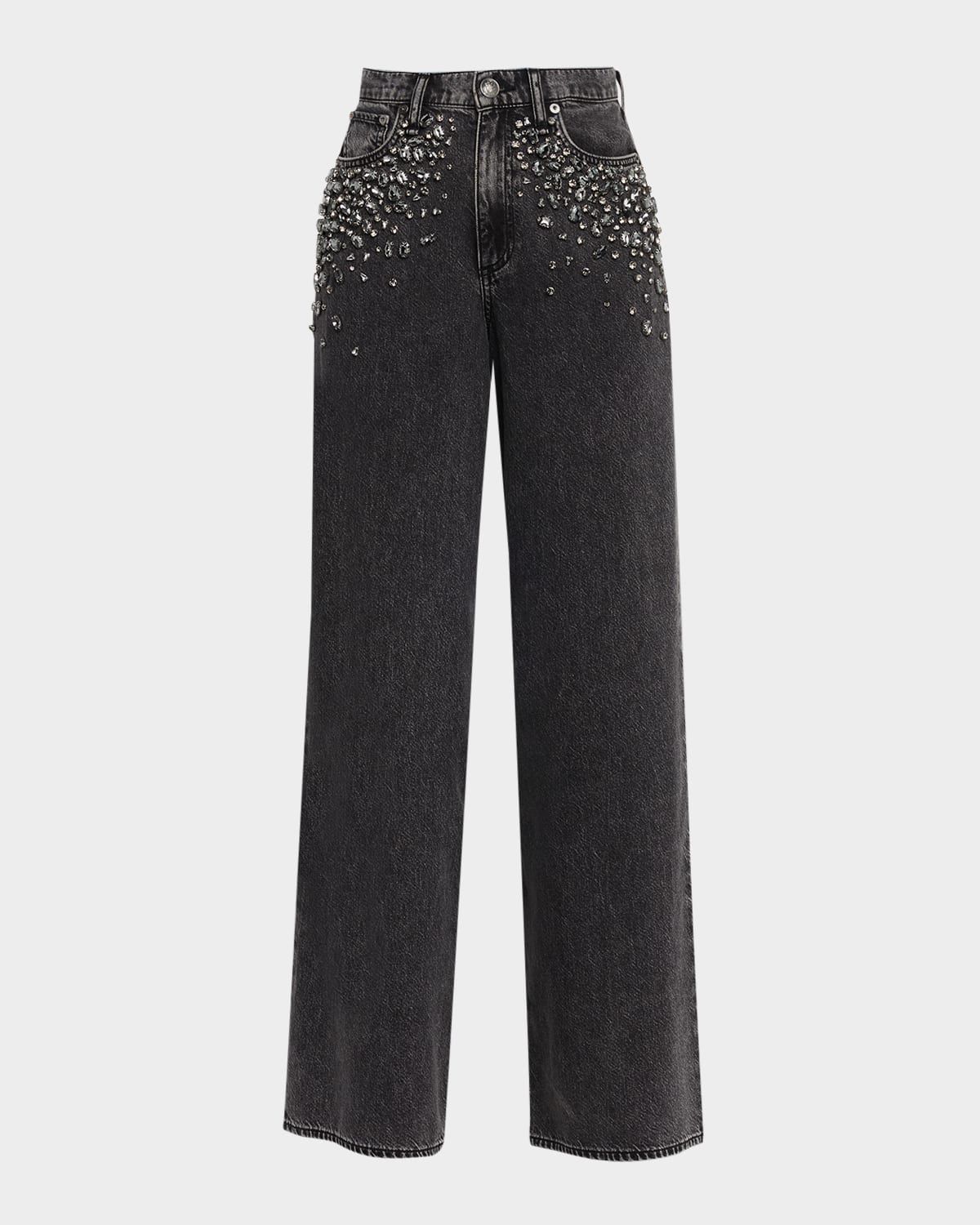 Featherweight Sofie Embellished Wide Jeans