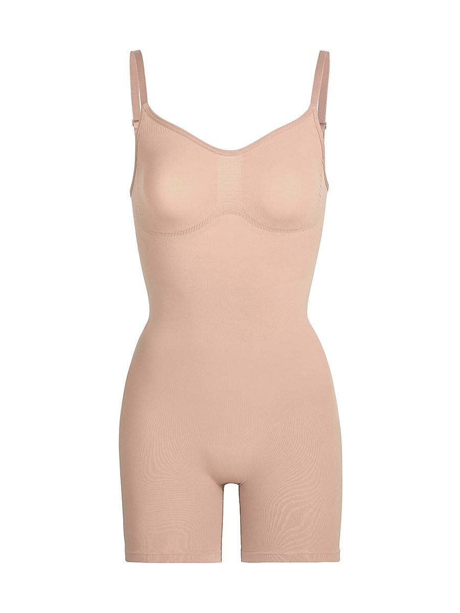 Women's Seamless Sculpt Mid Thigh Bodysuit - Sand - Size XXS