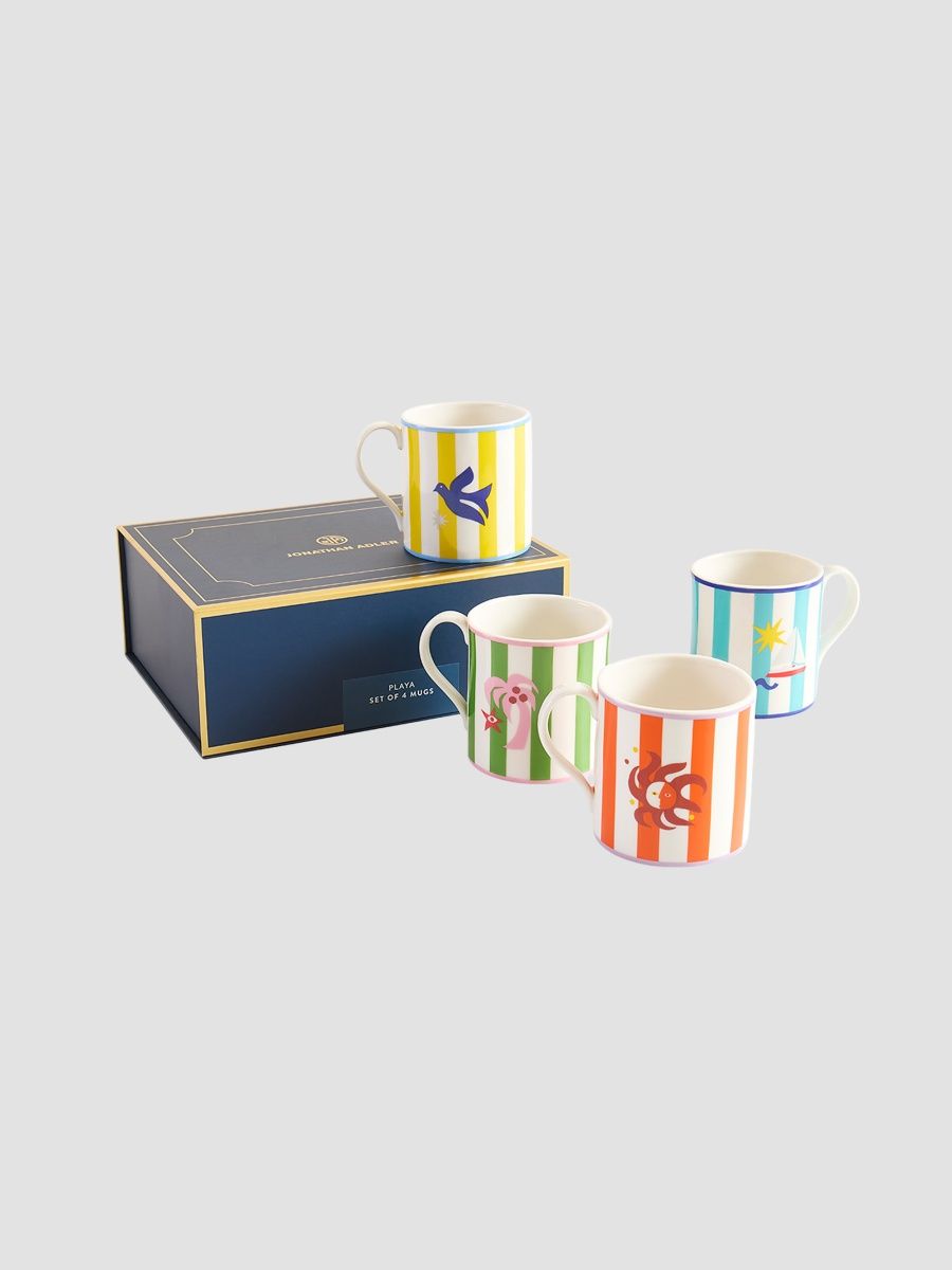 Jonathan Adler Playa 4-Piece Striped Mug Set - Multi
