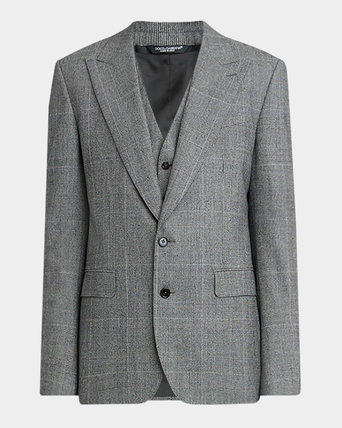 Men & apos;s Wool Glen Plaid Three-Piece Suit