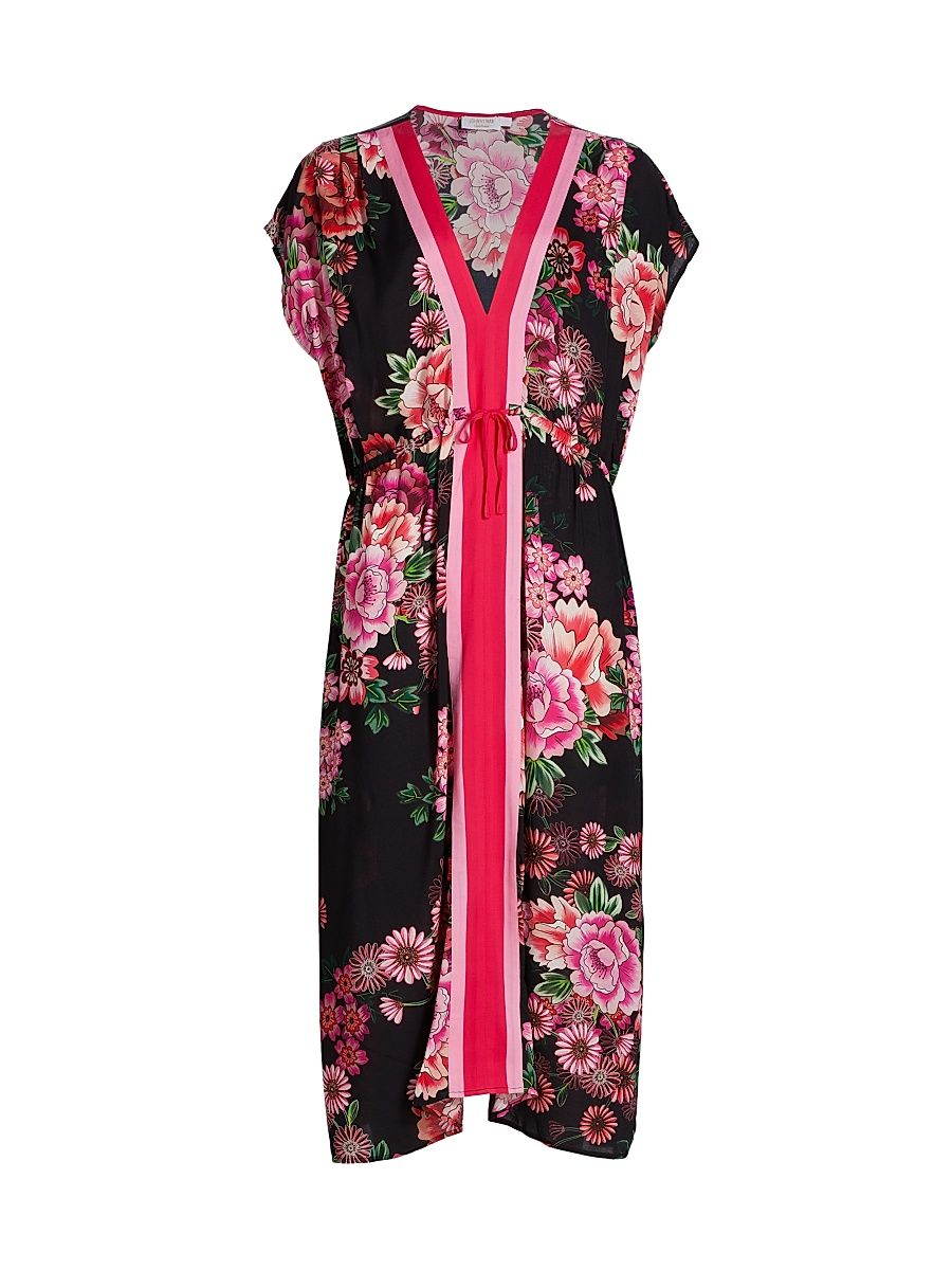 Women's Floral V-Neck Kaftan Dress - Blum - Size 26