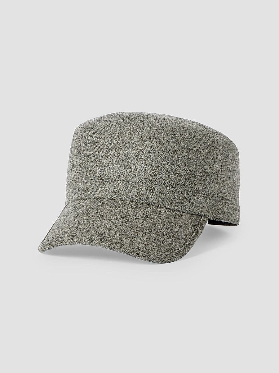 Men's Virgin Wool Flannel Field Cap - Military - Size XXL