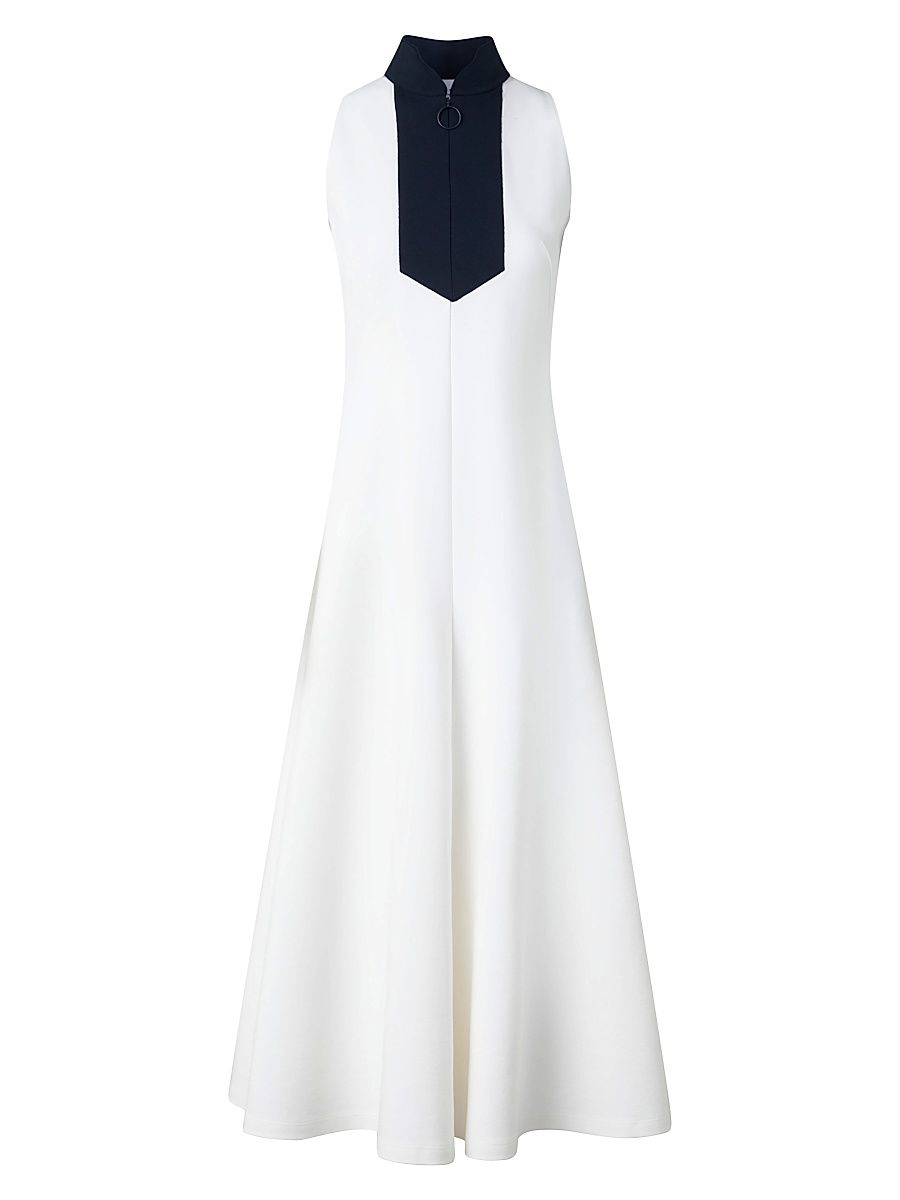 Women's Jersey Mockneck Sleeveless Midi-Dress - Cream Navy - Size 6
