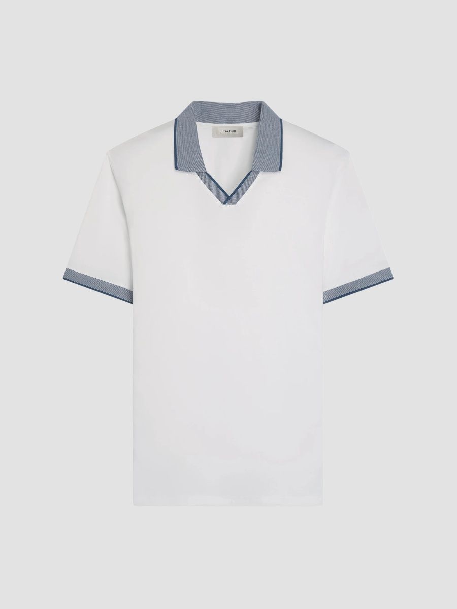 Bugatchi Men's Contrast-Trim Pima Cotton Polo Shirt - Chalk - Size Small
