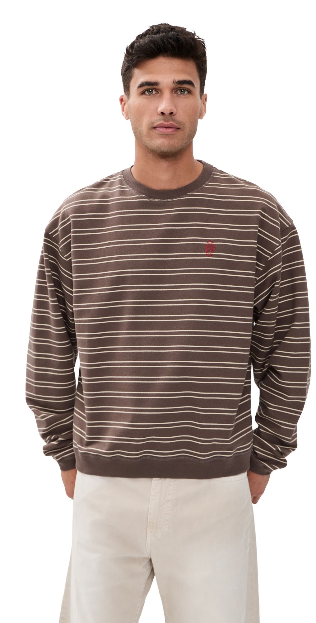 Stockholm Surfboard Club Benny Sweatshirt Brown Stripe L