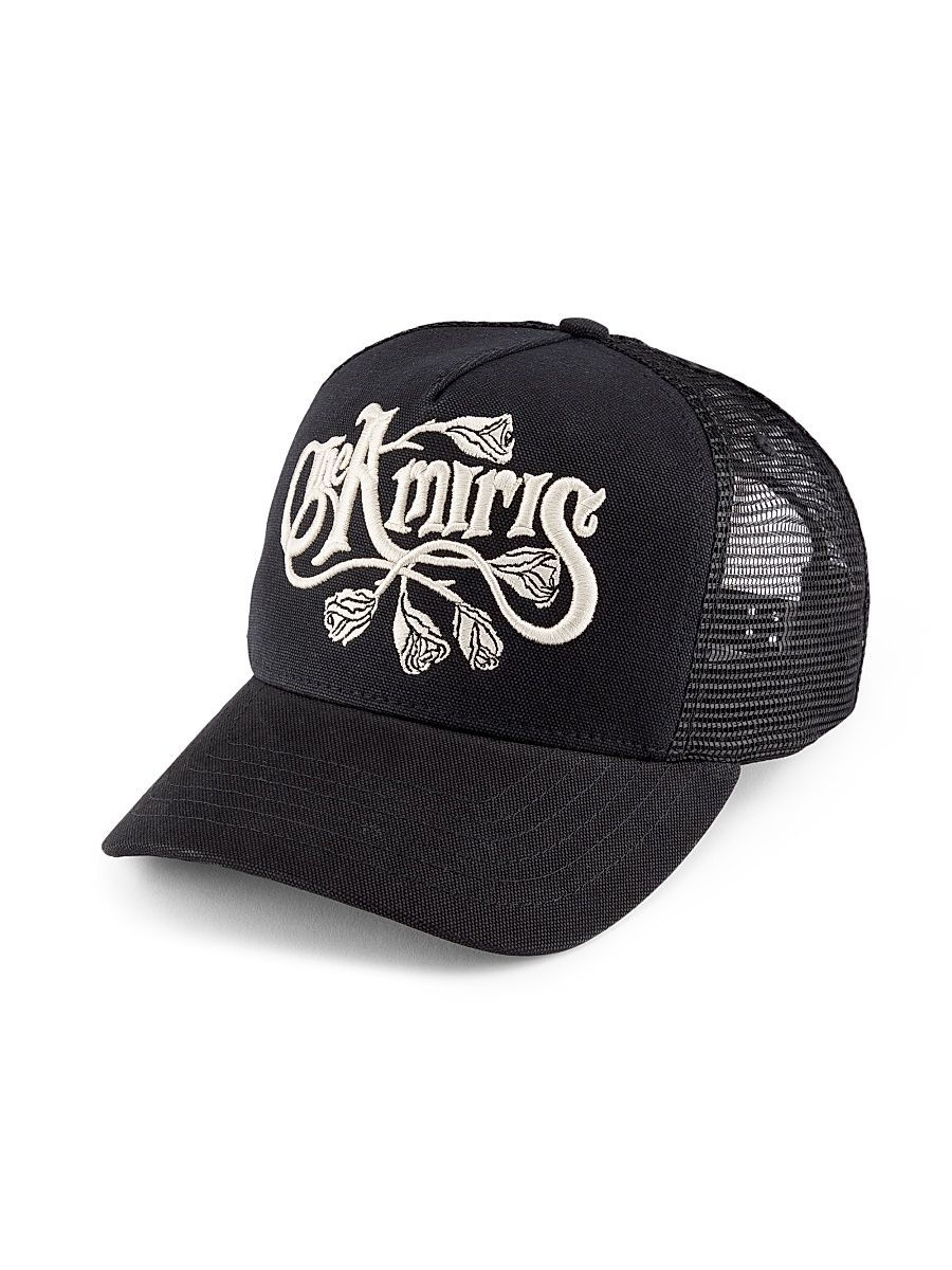 Men's Logo-Embroidered Trucker Hat - Black