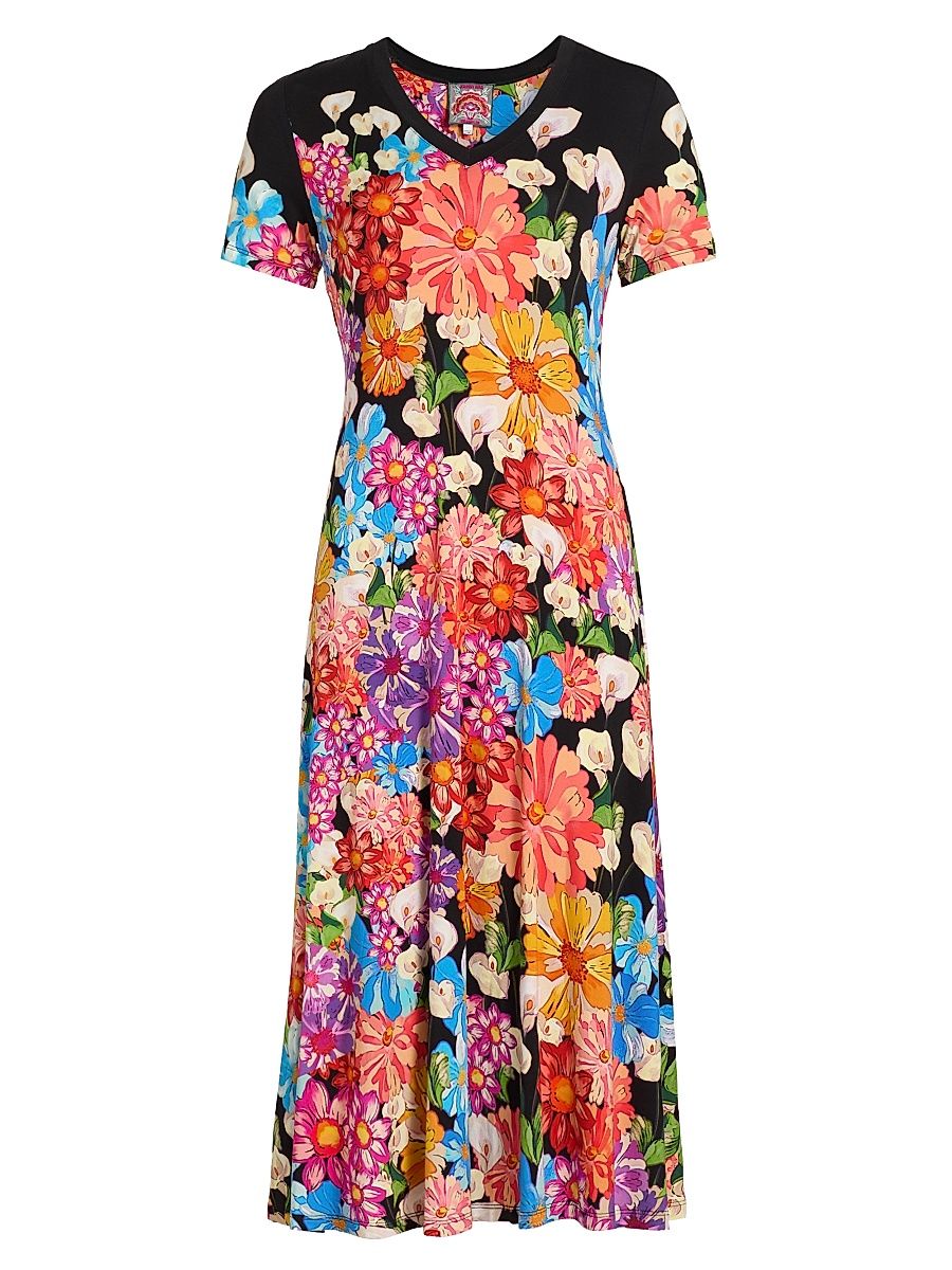 Women's The Janie Favorite V-Neck T-Shirt Dress - Gerbera Scarf - Size XXL