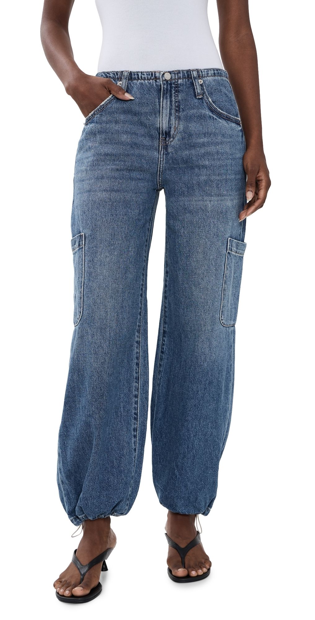 DAZE Mirage Mid Rise Cargo Harem Jeans SNAP 26