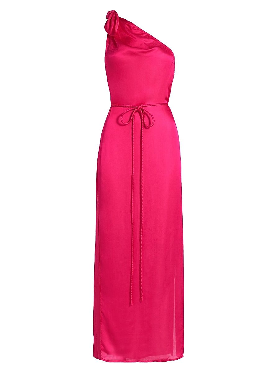 Women's Isabelle Asymmetric Satin Dress - Pink - Size Small