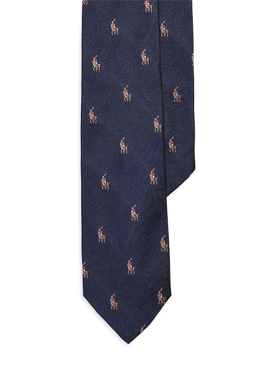 Men's Pony Logo Silk Tie - Navy