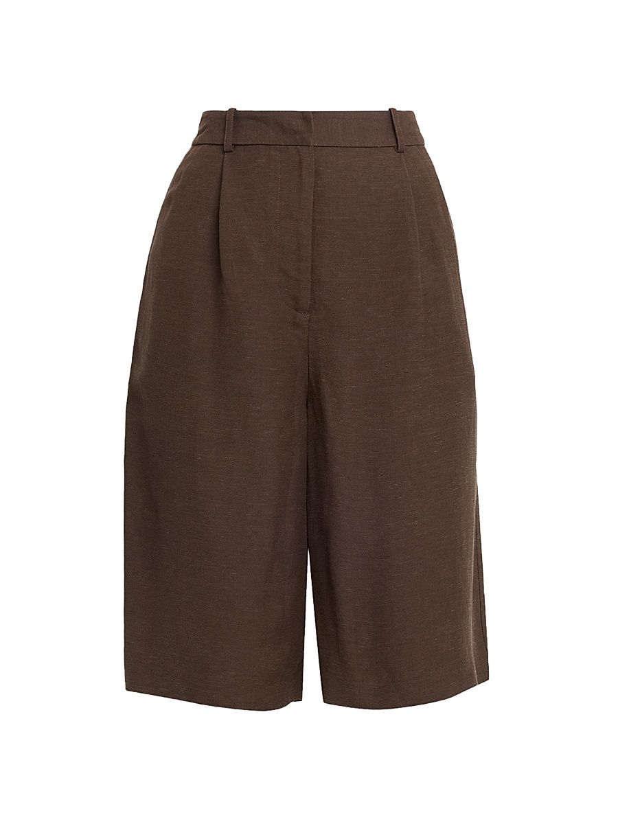 Women's Astrid Linen-Blend Bermuda Shorts - Brown - Size Small