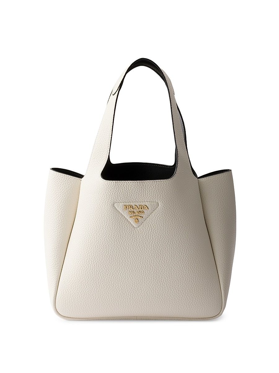 Women's Small Leather Tote Bag - White