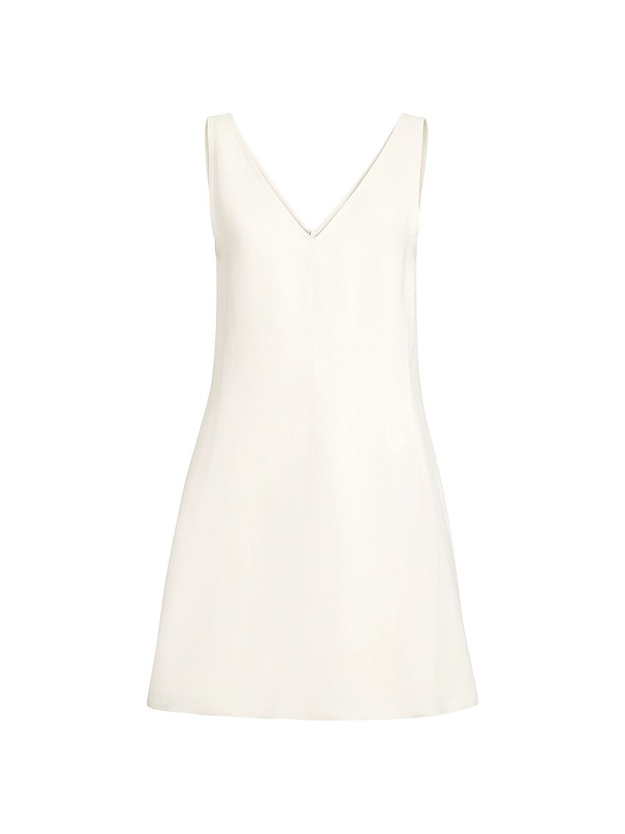 Women's Viscose and Linen Fluid Twill Mini Dress - Ivory - Size XXXL