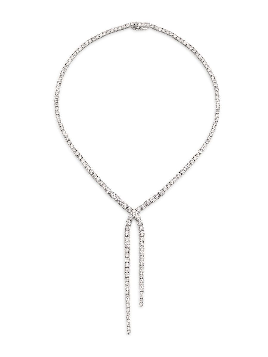 Women's Perfect Tennis Rhodium-Plated & Cubic Zirconia Y Necklace - Rhodium