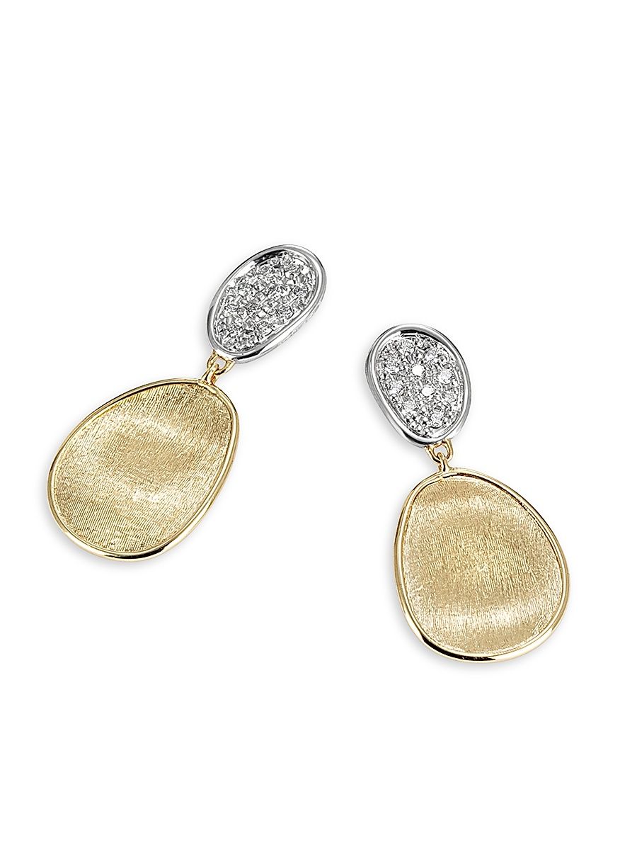 Women's Lunaria Two-Tone 18K Gold & Diamond Petite Double-Drop Earrings - Gold