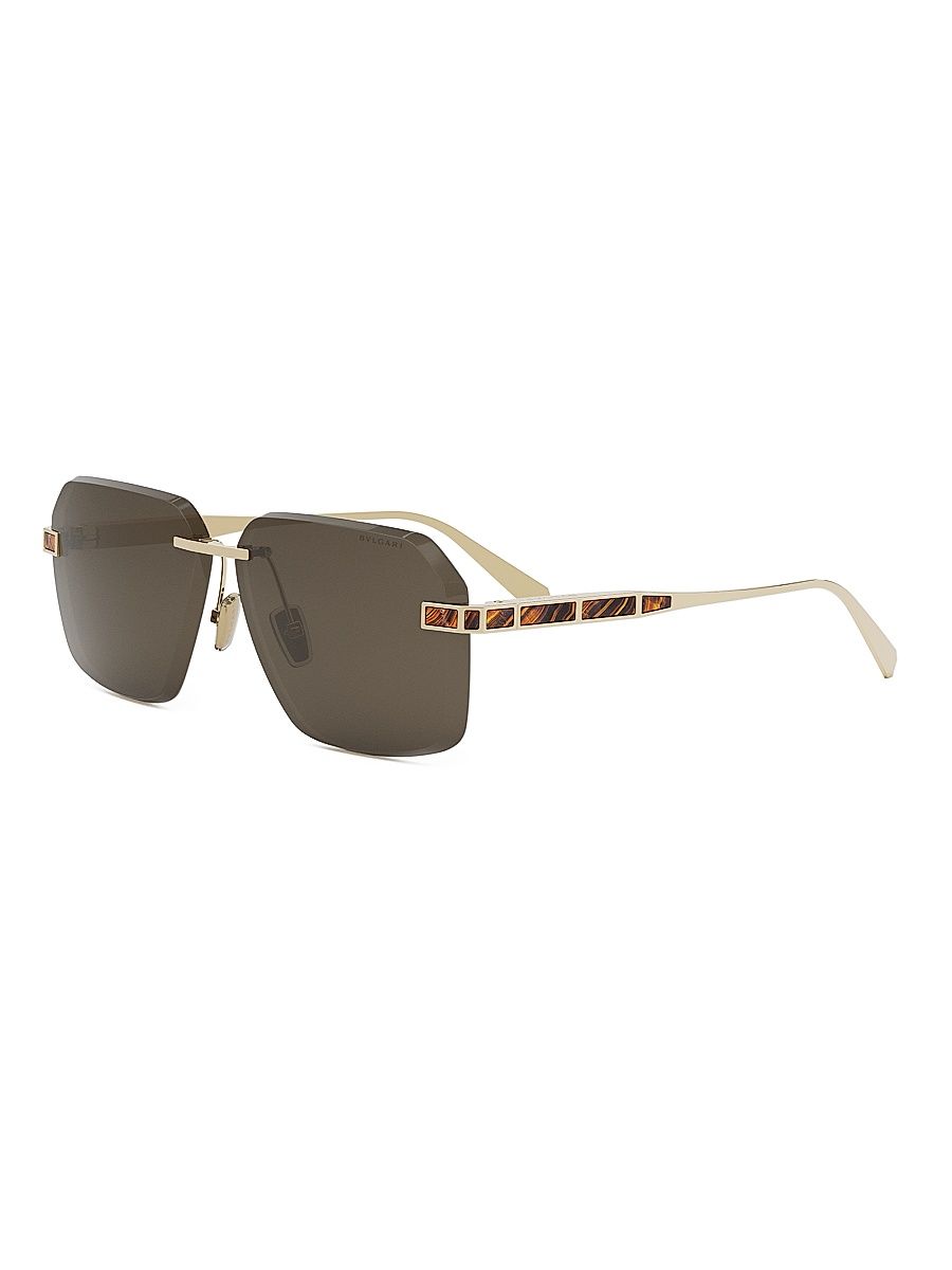 Men's Octo Roma 62MM Rectangular Sunglasses - Gold Grey