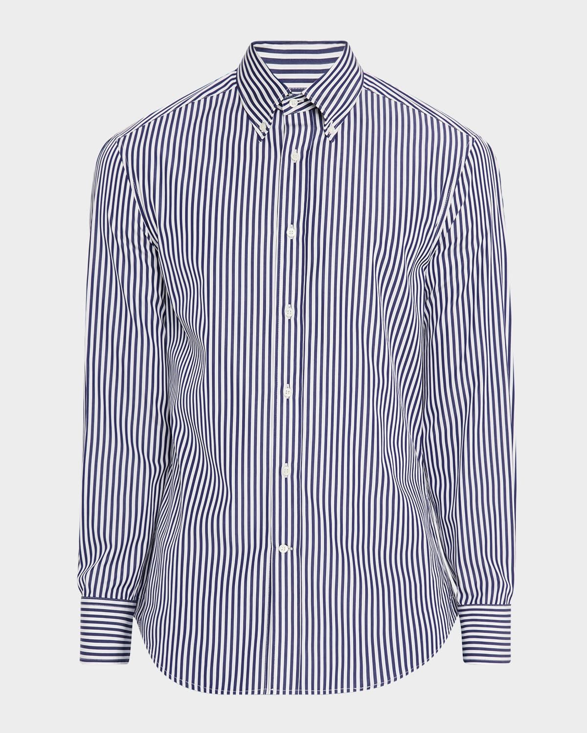 Men & apos;s Cotton Wide Stripe Button-Collar Sport Shirt