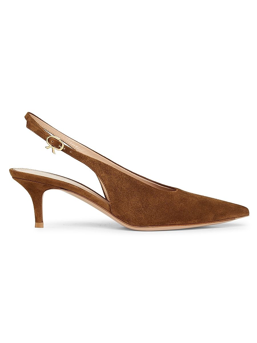 Women's G95538 Camoscio Robbie 55MM Suede Slingback Pumps - Texas - Size 12
