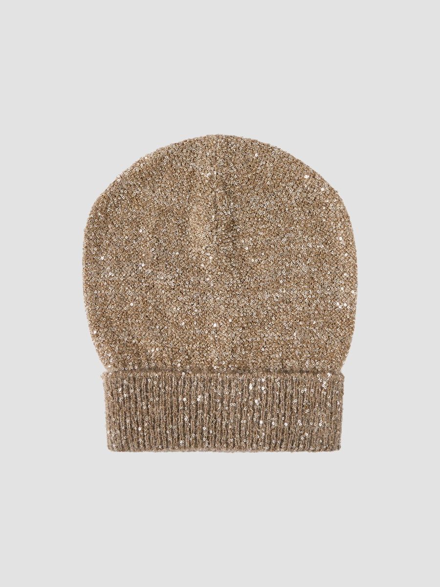 Brunello Cucinelli Women's Dazzling Texture Mohair and Wool Knit Beanie - Light Brown - Size Small
