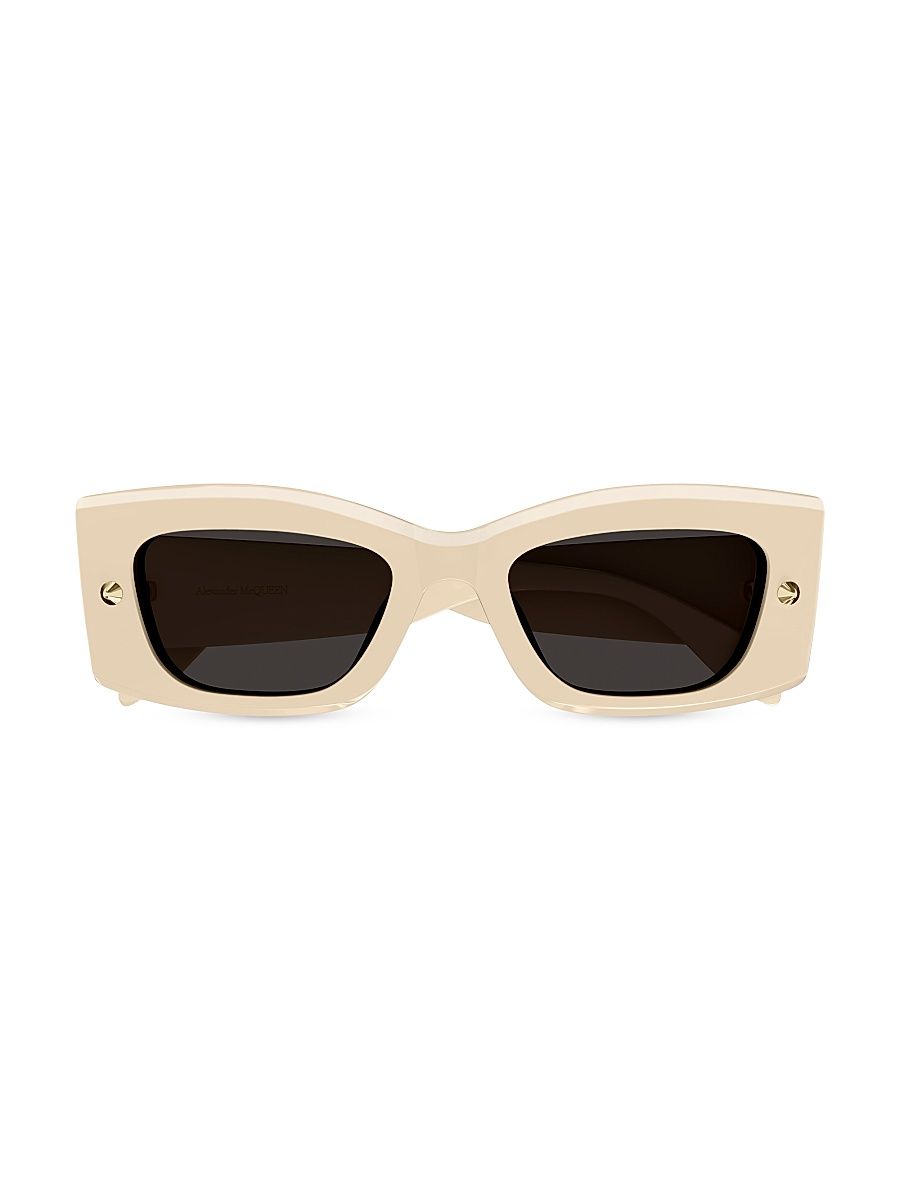 Women's 51MM Spike Studs Rectangular Sunglasses - Ivory