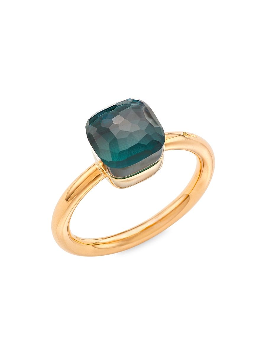 Women's Nudo Two-Tone 18K Gold & London Blue Topaz Ring - Rose Gold - Size 6.75