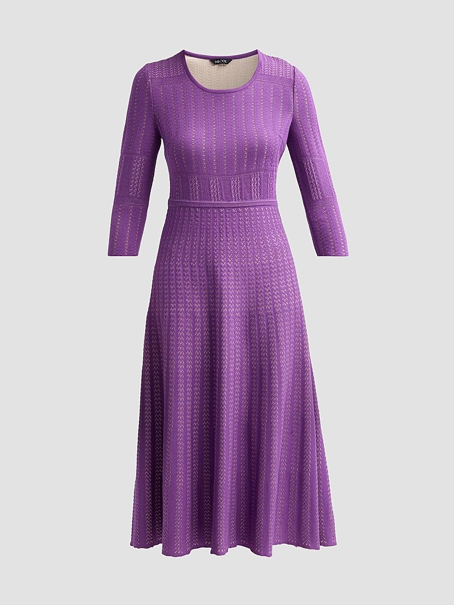 Women's Multi-Stitch Soft Knit Midi Dress - Fresh Purple Biscotti - Size XXL