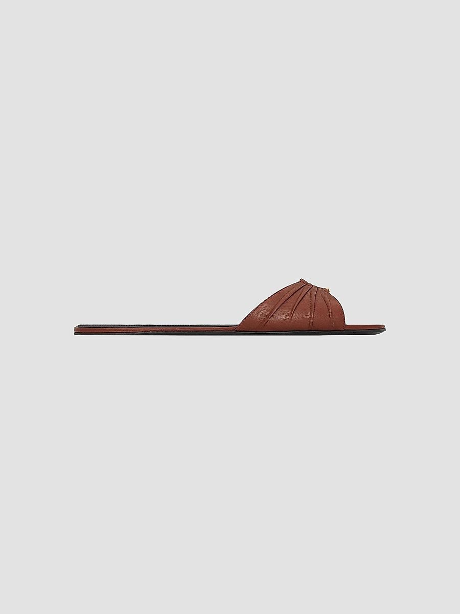 Saint Laurent Women's Slides in Smooth Leather - Aesthetic Brown - Size 4