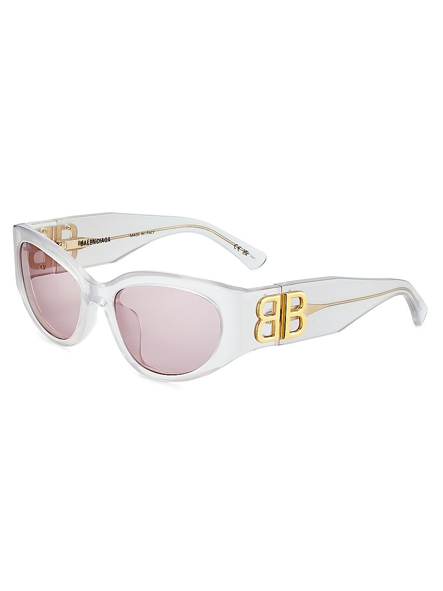 Women's Bossy 55MM Logo Oval Sunglasses - White
