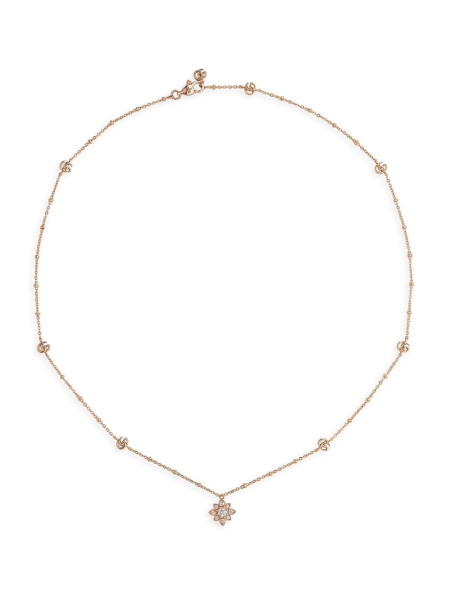 Women's Gucci Flora 18K Rose Gold & Diamond Pendant Necklace - Rose Gold