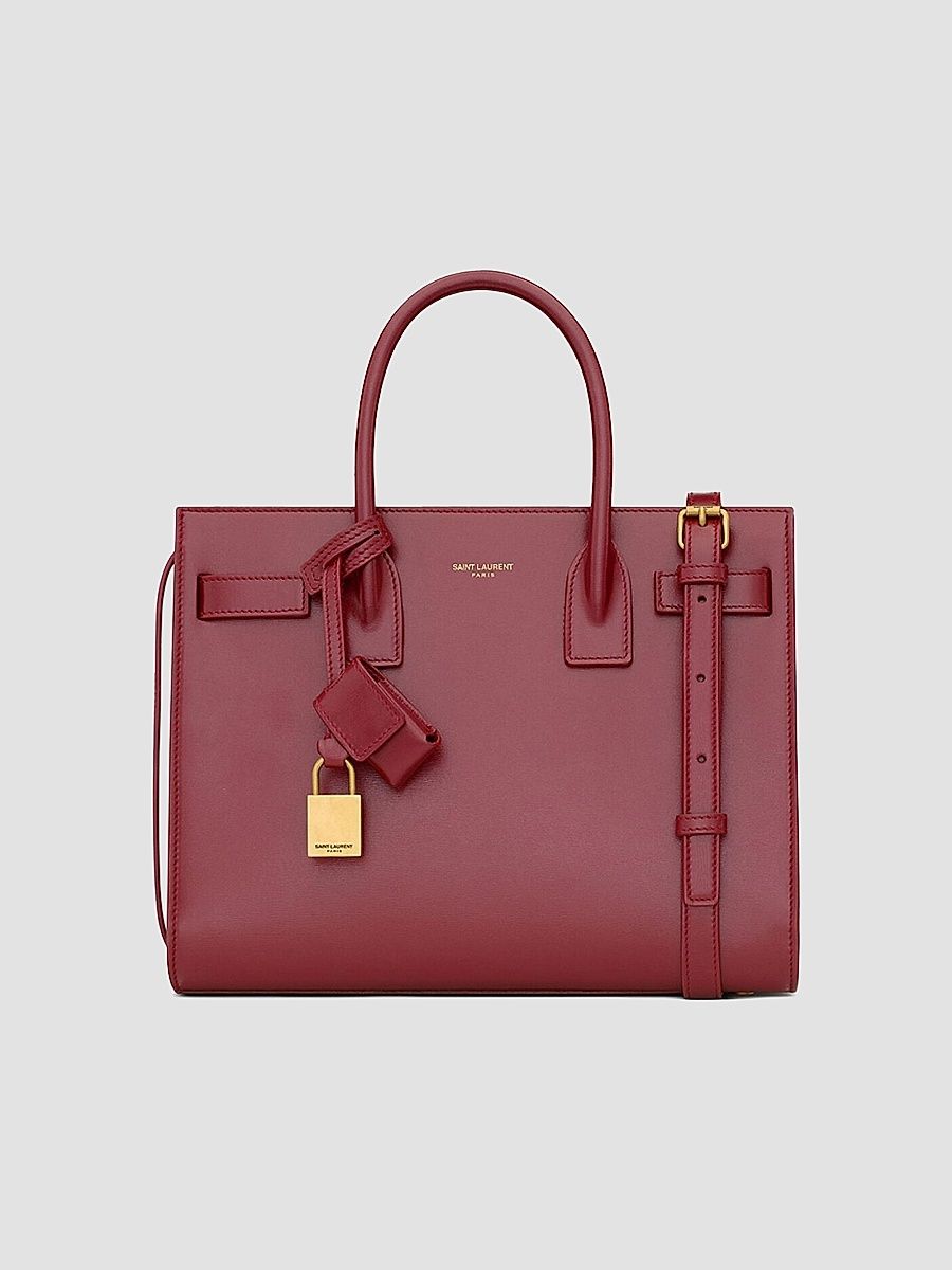 Saint Laurent Women's Sac De Jour Baby Top Handle Bag in Smooth Leather - Rouge Merlot