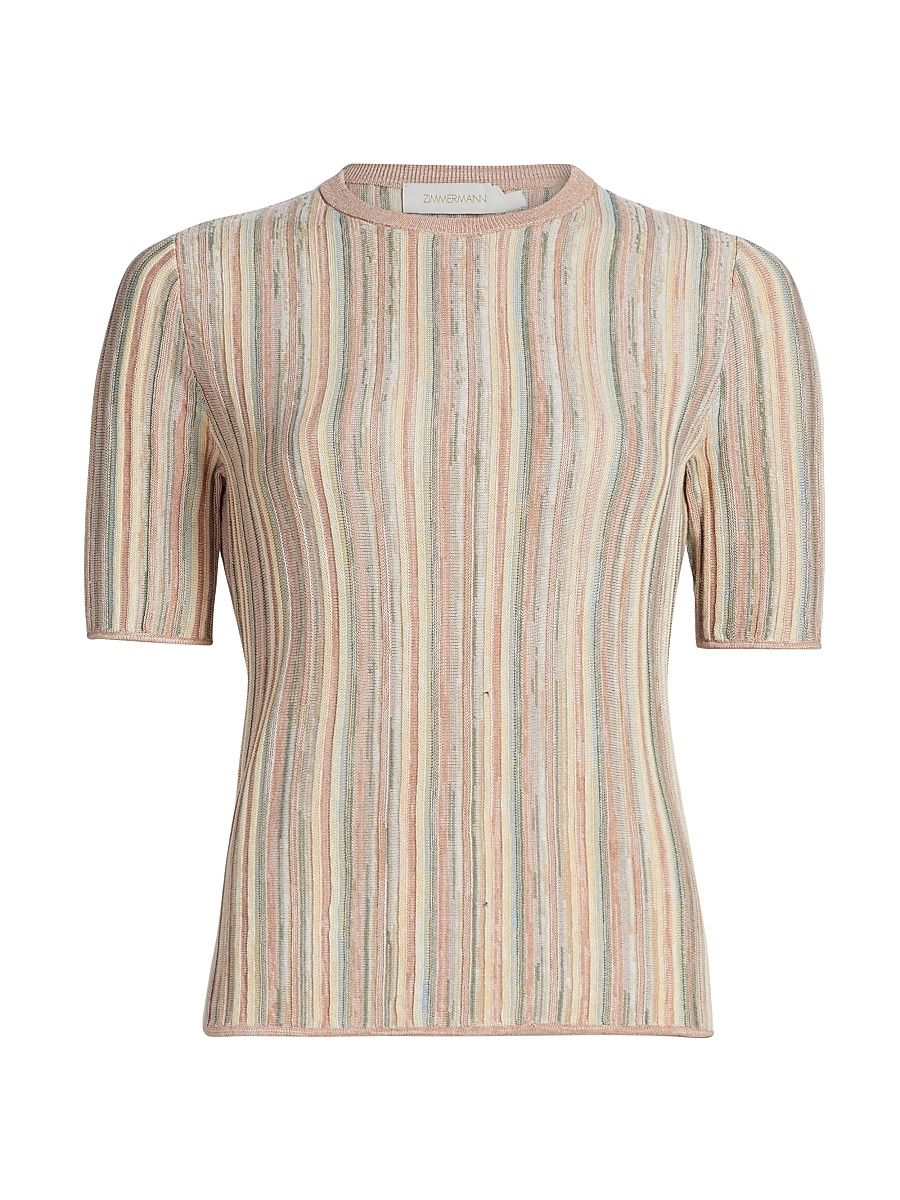 Women's Illuminate Mouline T-Shirt - Multi Stripe - Size 4