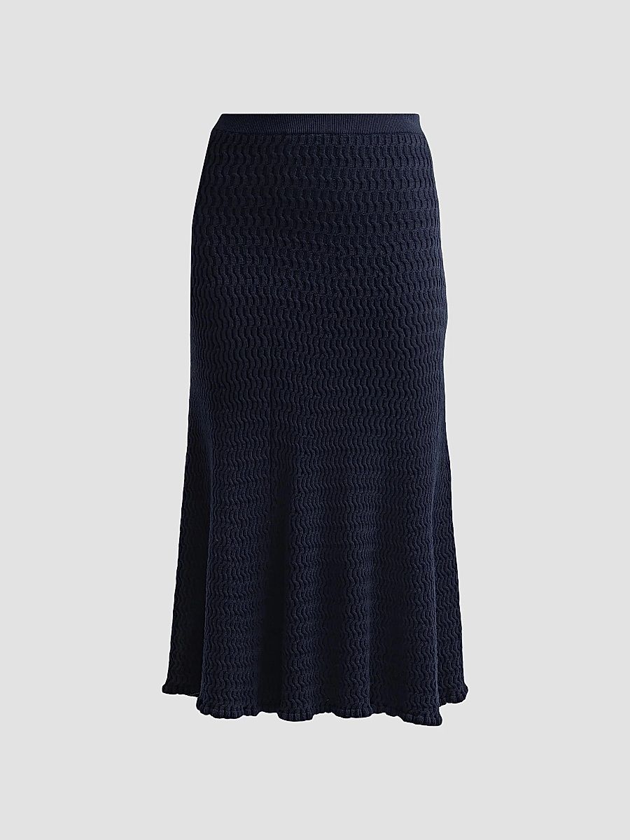 Proenza Schouler White Label Women's Magnolia Cable-Knit Midi Skirt - Navy - Size XL