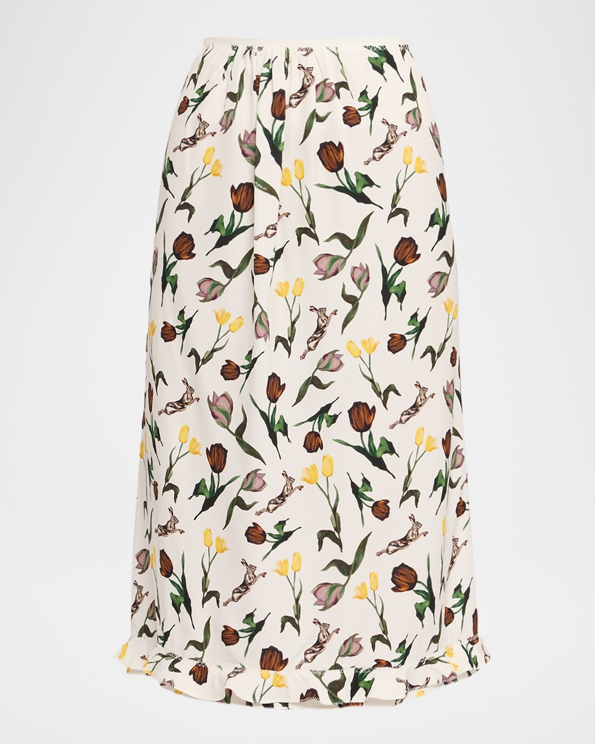 Floral Ruffle Midi Skirt